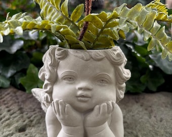 Concrete Angel Planter: Modern Farmhouse Decor, Succulent Pot, Handmade