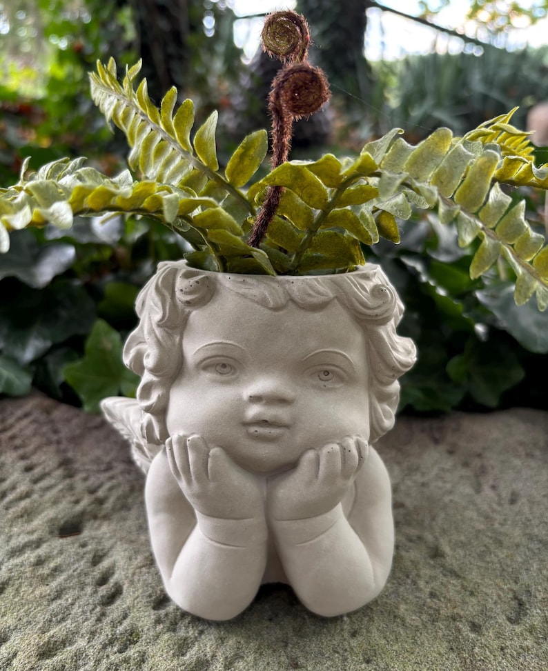 Concrete Angel Planter: Modern Farmhouse Decor, Succulent Pot, Handmade ...