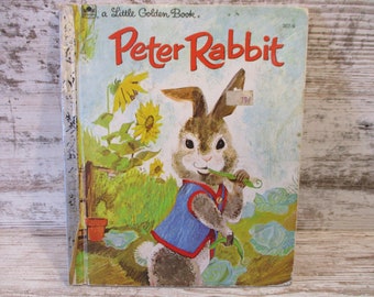 1970 Peter Rabbit Beatrix Potter Easter Book Vintage Little Golden Book Adriana Mazza Saviozzi (#6050)