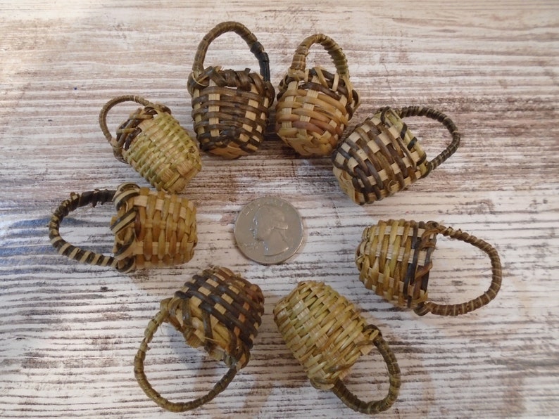 3 Miniature Baskets Woven Handmade Basket Craft Doll Supply Etsy