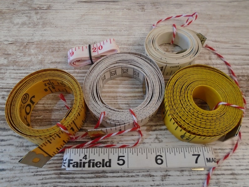#4271 6 Tape Measure Lot Sewing Measure Vinyl Plastic Craft Sewing Lot Mixed Media Altered Art Junk Journal Scrapbook Supply