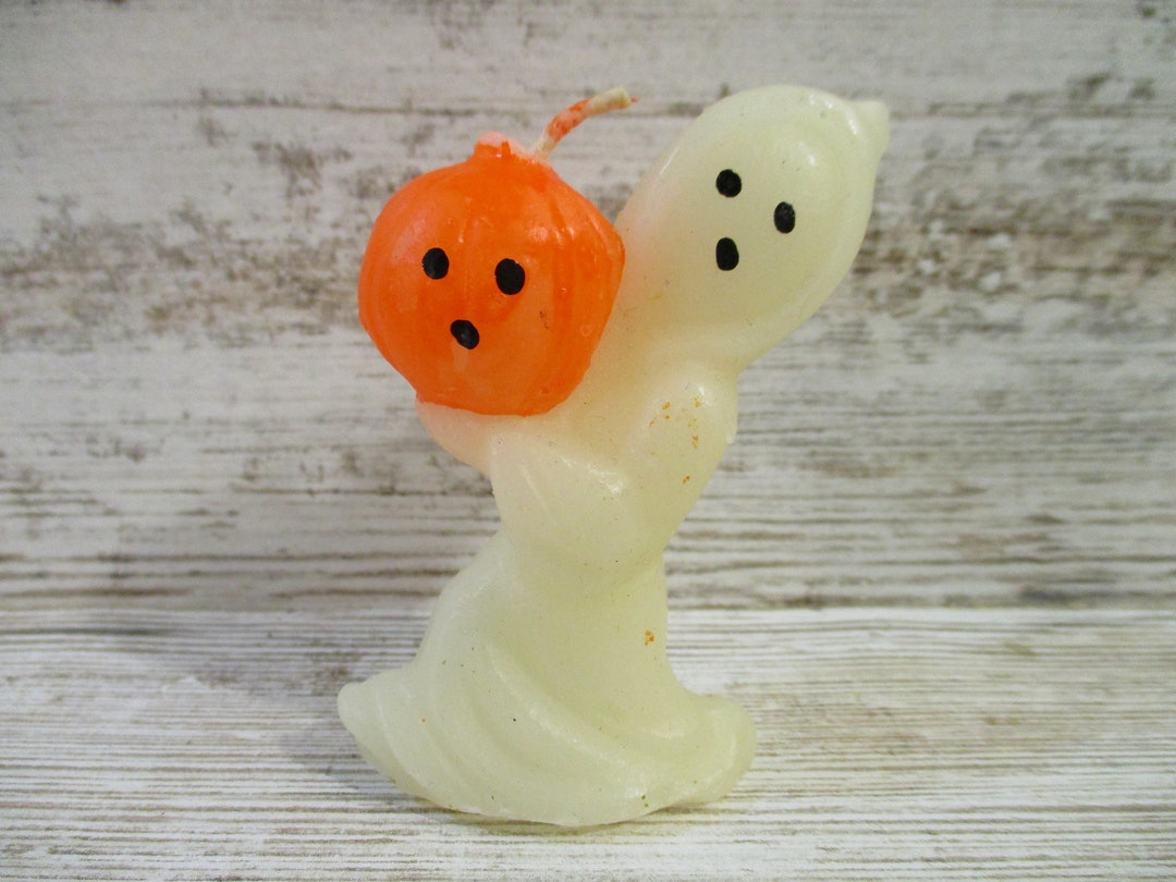 Vintage Gurley Ghost Pumpkin Jack O Lantern Halloween Candle Decor