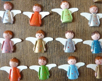 3 Miniature Angels, Vintage, Plastic: Hand-Painted, Italy, Figurines #394