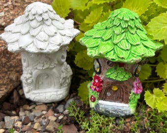 Fairy Garden House, UNPAINTED, Tree House: Concrete, DIY Craft Supply, Paintable