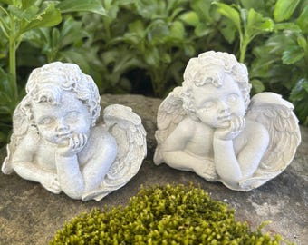 Angel Cherub Bust Statue Figurine: Garden Gift, Concrete, Cement, Modern Farmhouse, Home Decor, Handmade