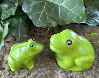 Frog Figurines, Handmade Cement, Succulent Planter Garden Decor