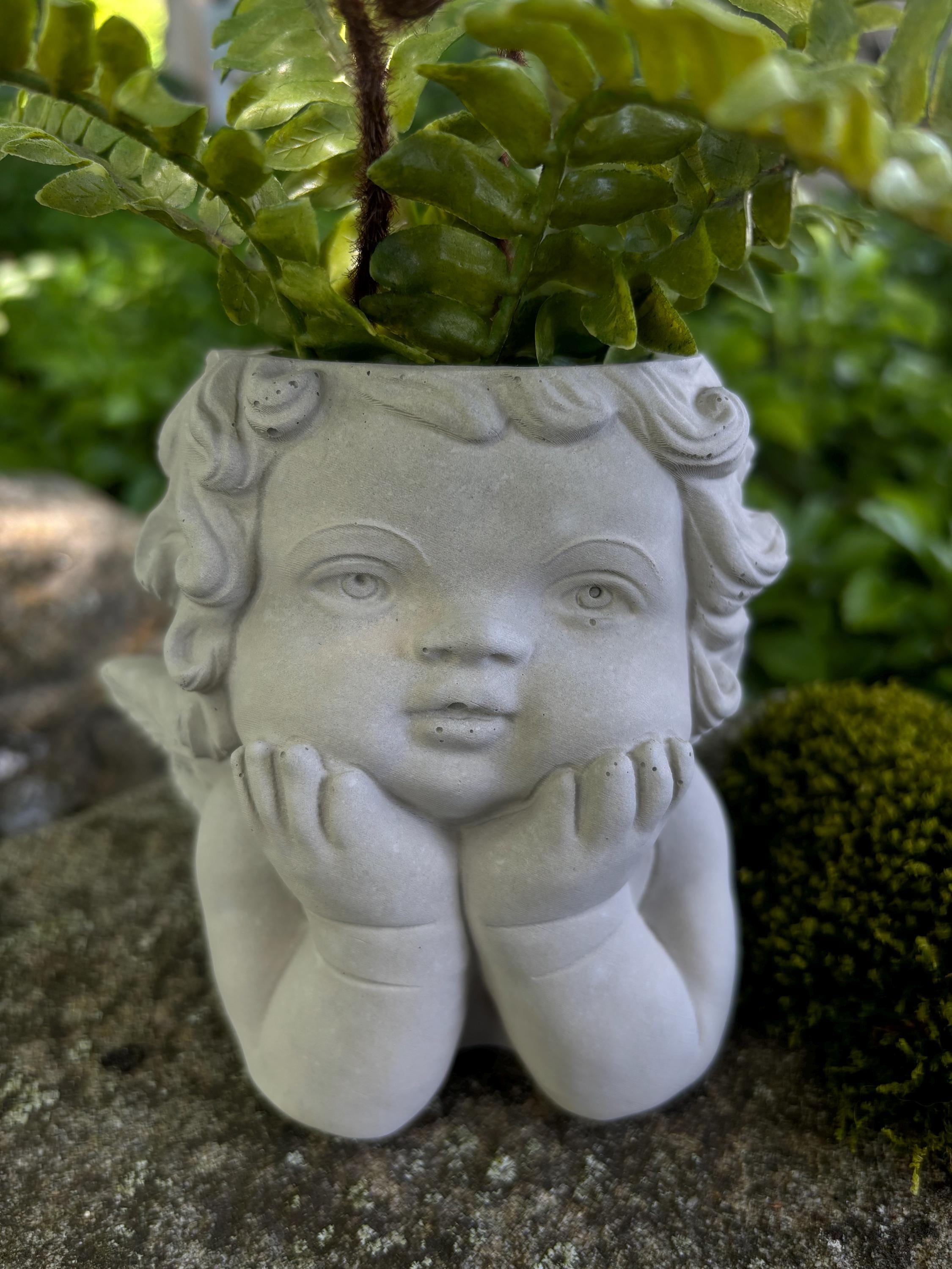 Concrete Angel Planter: Modern Farmhouse Decor, Succulent Pot, Handmade ...