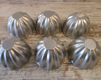 6 Vintage Jello Molds, Baking Tins: Aluminum #5947
