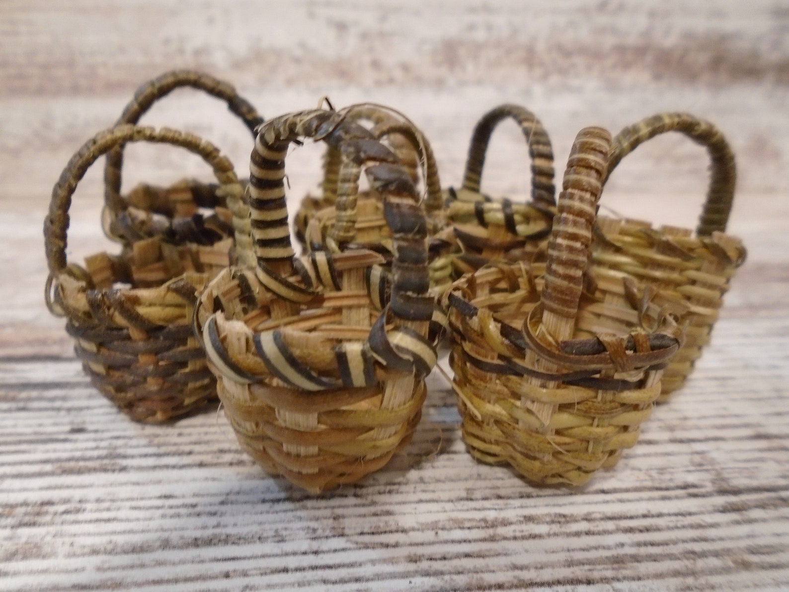 3 Miniature Baskets Woven Handmade Basket Craft Doll Supply Etsy