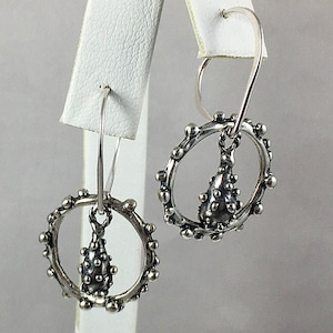 ARTISAN STERLING EARRINGS Dotted Sterling Teardrops and Circles Artisan Made Sterling Ear Wires You Will Wear These Often