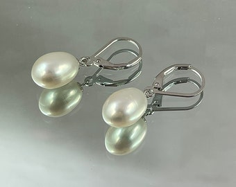 LUSTROUS WHITE FRESHWATER Pearl Earrings an Instant Heirloom You Might Wear Them Every Day Simple Classic Office or Blue Jeans