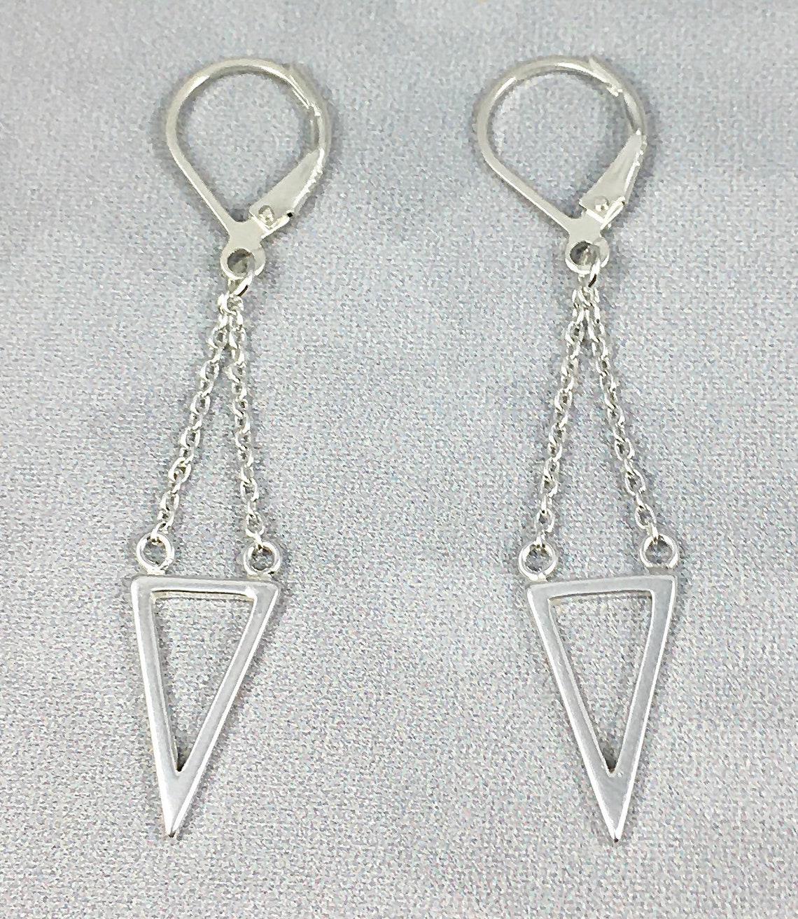 TRIANGLE DANGLE Earrings Sterling Silver Throughout Minimalist Etsy