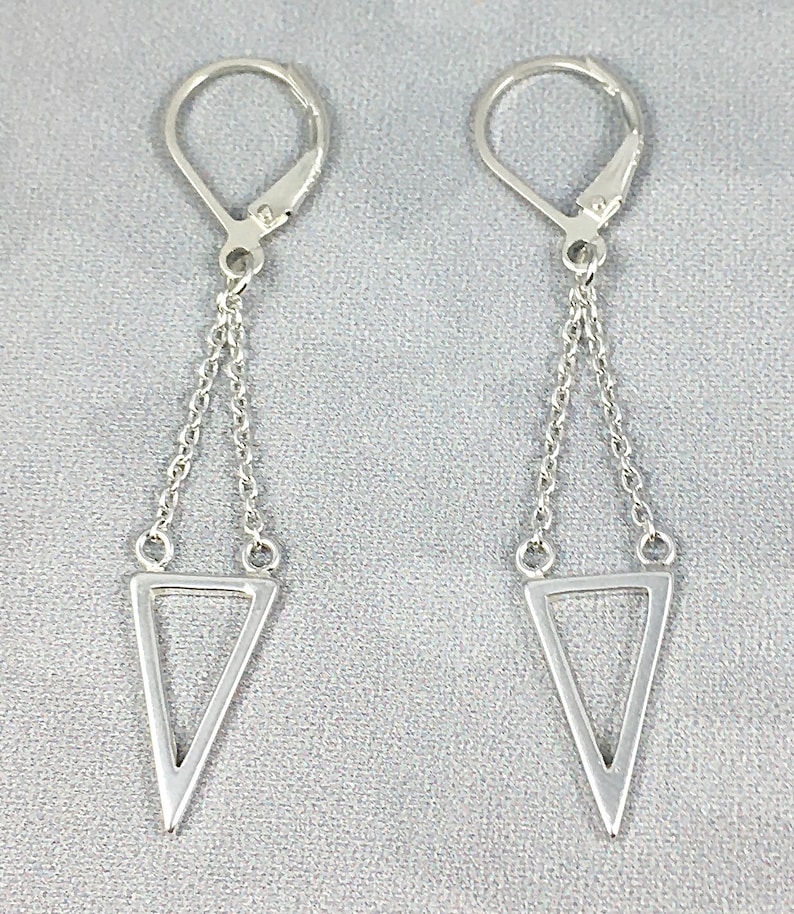 Stainless Steel Triangle Dangle Earrings main image 1