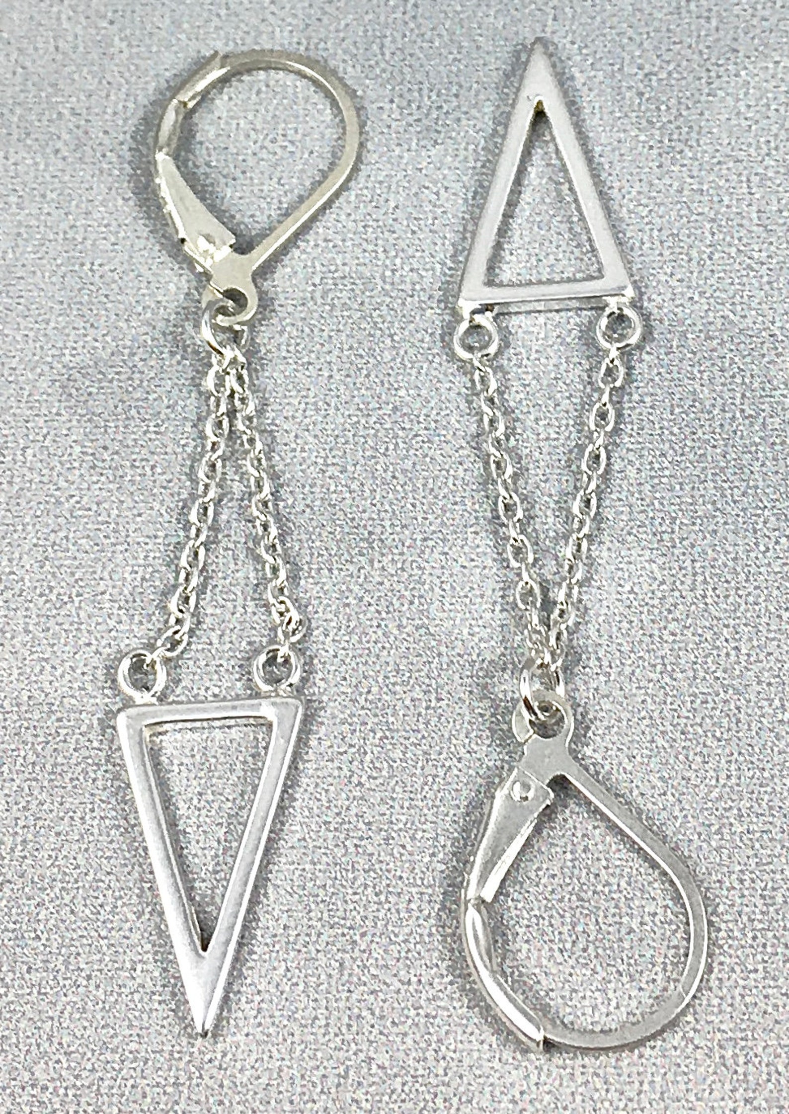 TRIANGLE DANGLE Earrings Sterling Silver Throughout Minimalist Etsy