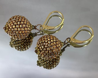 PRECISION GOLDEN BEADWORK Earrings I Commissioned an Artist in Spain to Make These Beads LIghtweight Simple Gorgeous