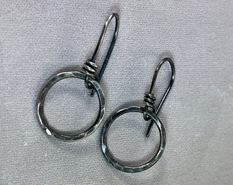 URBAN NOMAD EARRINGS Edgy Oxidized Textured Sterling Silver Utterly Simple Utterly Primitive Edging towards Rustic Yet Simple and Classic
