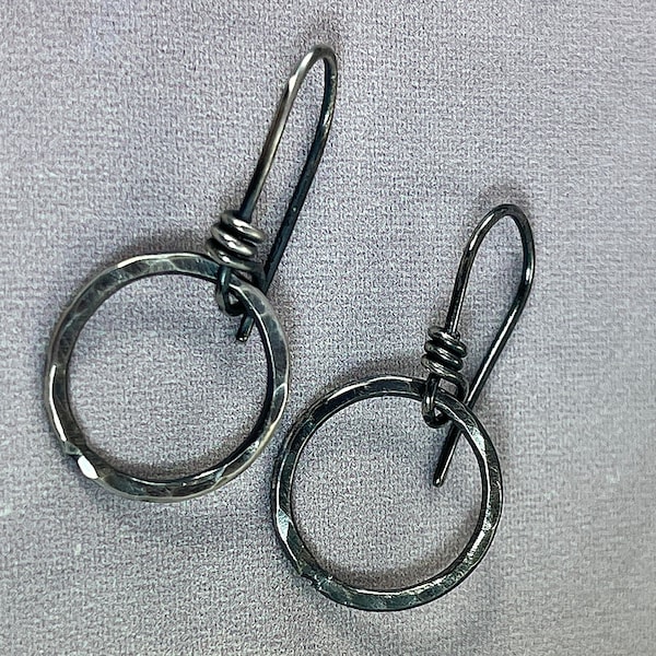 URBAN NOMAD EARRINGS Edgy Oxidized Textured Sterling Silver Utterly Simple Utterly Primitive Edging towards Rustic Yet Simple and Classic