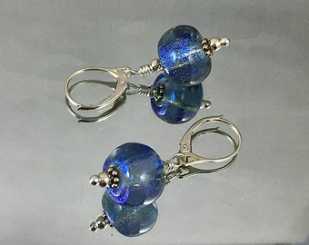 PERIWINKLE DICHROIC LAMPWORK Earrings Splendid Semi-Translucent Change in Every Lighting Condition Utterly Fascinating Sterling Lever Backs