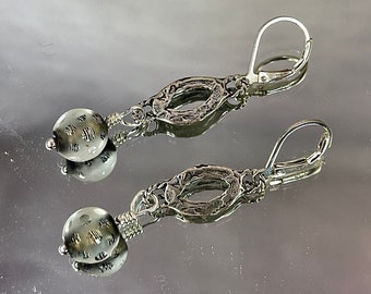 STERLING OVAL Earrings with Sterling WINDOW Lampwork. I've Combined the Work of Two Great Artisans in These Incredible Earrings.