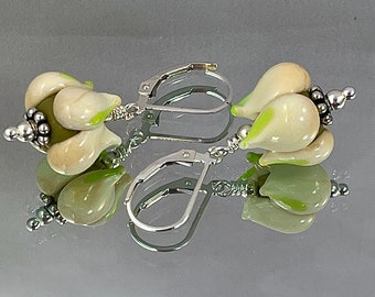 FRESH GARLIC EARRINGS Artisan Lampwork Glass Made to my Order by a Talented American Glass Artist All Metal is Sterling Silver Cook Gift
