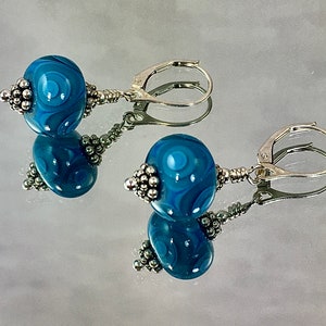 CLEAR to PARTLY CLOUDY Lampwork Earrings Clear Glass Alternating with Blue Glass Dances around These Earrings Utterly Fascinating Gorgeous