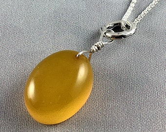 HONEY CHALCEDONY Pendant Gorgeous Translucent Honey Chalcedony from Brazil Glows in this Pendant Great for Layering Valentine's Gift