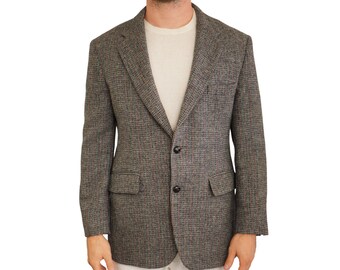 Blazer homme en tweed Harris en laine écossaise vintage des années 90 gris taille EU50 UK/US40 HD100