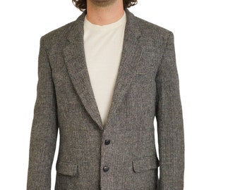 Men Harris Tweed Blazer Jacket Scottish Wool Grey 100 EU50L UK/US40L M HA478