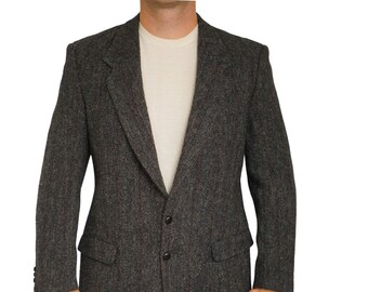 Giacca da uomo Harris Tweed Blazer Moores anni '90 Lana scozzese EU52 UK/US42 HA404