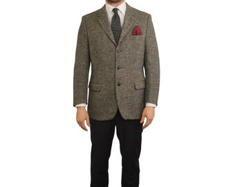 Männer Harris Tweed Blazer Schottische Wolle Vintage 90er Jahre EU46S UK/US46S HD179