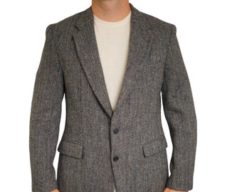 Men Harris Tweed Blazer Vintage 90er Jahre Scottish Wolle 102 EU52L UK/US42L HA277