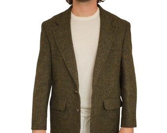 Giacca da uomo in tweed Harris Lana scozzese Lands'End Marrone 41R EU51R UK/US41R HD13