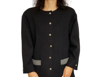 Women Harris Tweed Pea Coat Scottish Wool Hand Woven Size XL IT46 US10 UK14 HD62