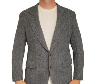 Men Harris Tweed Blazer Jacket Vintage 90's Scottish Wool EU52 UK/US42 HA593