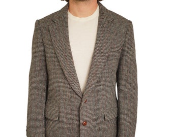 Men Harris Tweed Blazer Scottish Wool Grey Size EU52 UK/US42 HC846