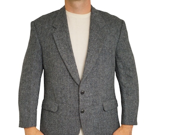 Mannen Harris Tweed Blazer Vintage jaren '90 Jas Schotse Wol 26 EU52S UK/US42S HA748