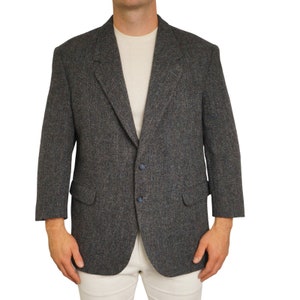 Men Harris Tweed Blazer Vintage 90s Jacket Scottish Wool 27 EU54S UK/US44S HA259 image 1