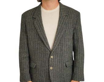 Giacca da uomo Harris Tweed Blazer anni '90 in lana scozzese EU52S UK/US42S HB432