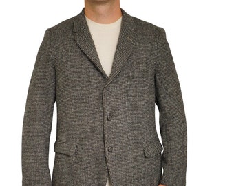 Men Harris Tweed Blazer Grey Vintage 90s Jacket Scottish Wool EU54 UK/US44 HC308