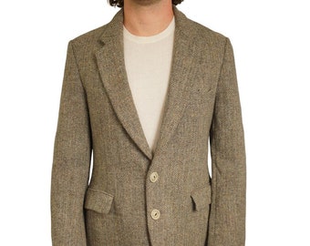 Blazer homme en tweed Harris beige Veste des années 90 en laine écossaise EU50 UK/US40 HB540