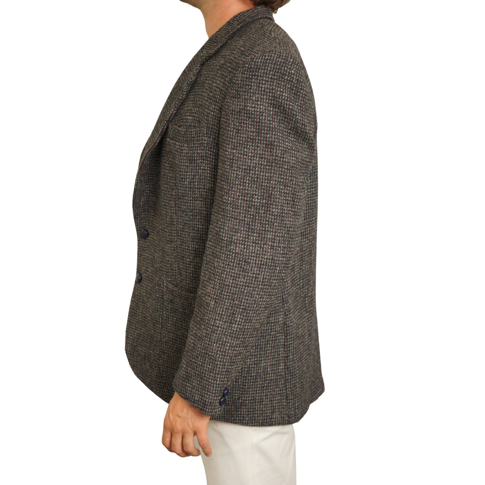 Men Harris Tweed Blazer Jacket 90's Scottish Wool EU50 UK