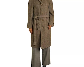 Vintage 90er Jahre Frauen Harris Tweed Mantel Braun Schottische Wolle US10 FR42 GB12 HD191
