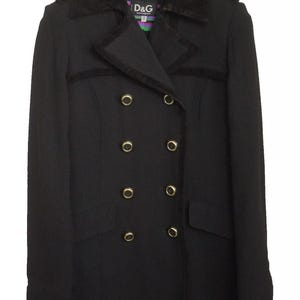 Vintage 90&#39;s Women Dolce&Gabbana Coat Made In Italy Black XS D34 IT38 US4 GB6 VAP545