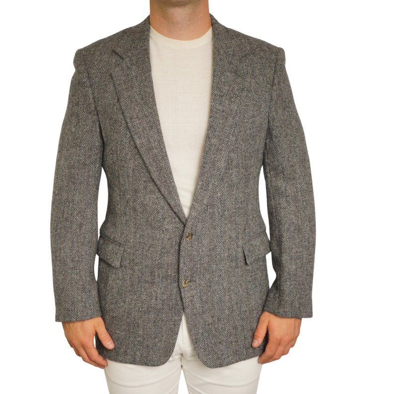 Blazer homme Harris Tweed 90's Laine écossaise 102 EU52L UK/US42L HA864 image 1