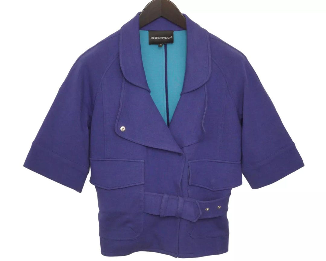 Vintage 90s Emporio Armani Blue Short Sleeve Coat (US Size 6) - Etsy