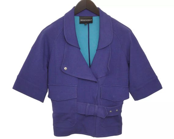 Vintage 90s Emporio Armani Blue Short Sleeve Coat (US Size 6) - Etsy
