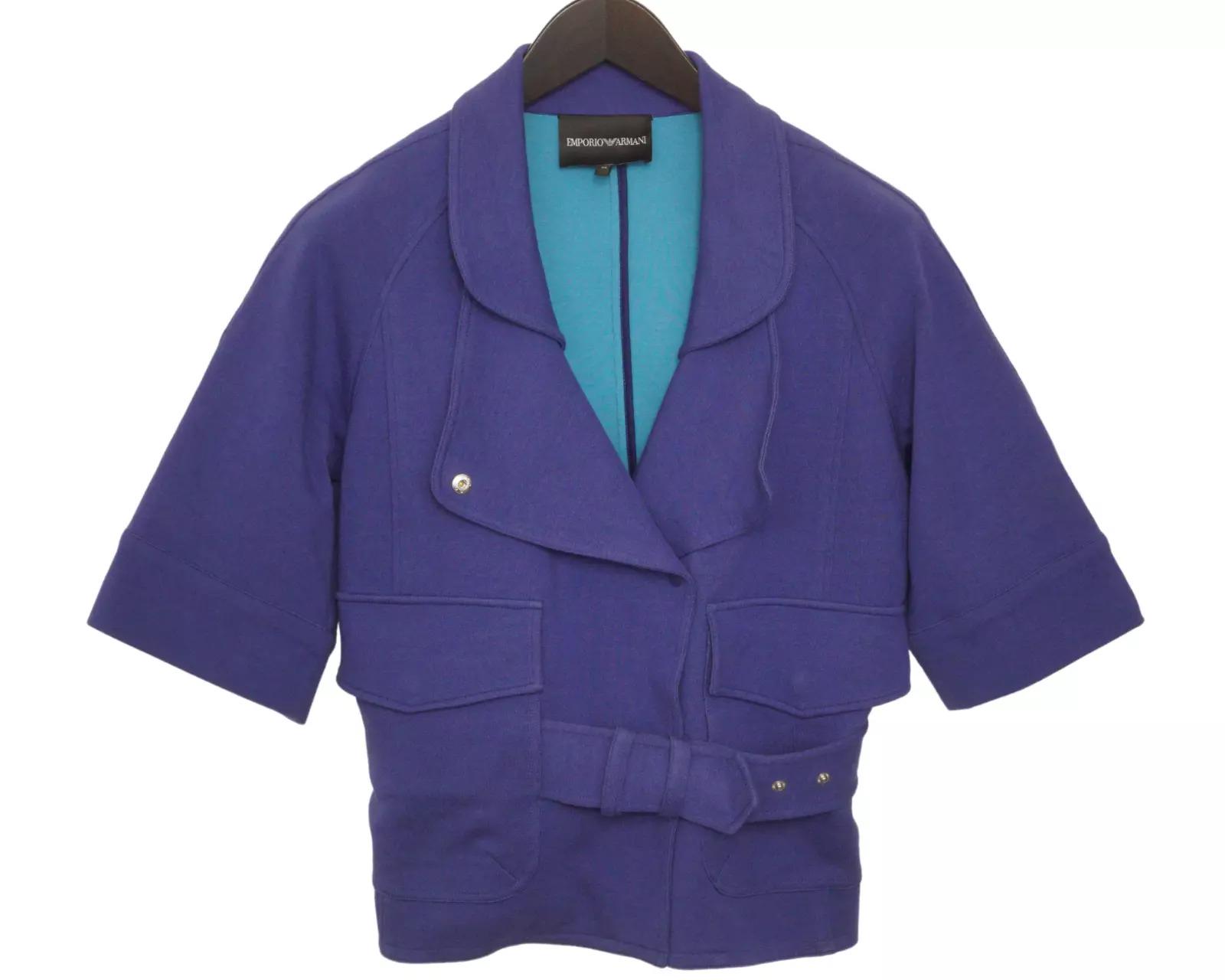 Vintage 90's Women Emporio Armani Short Coat 3/4 Sleeve Blue