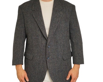 Mannen Harris Tweed Blazer Vintage jaren '90 Jas Schotse Wol 27 EU54S UK/US44S HA259