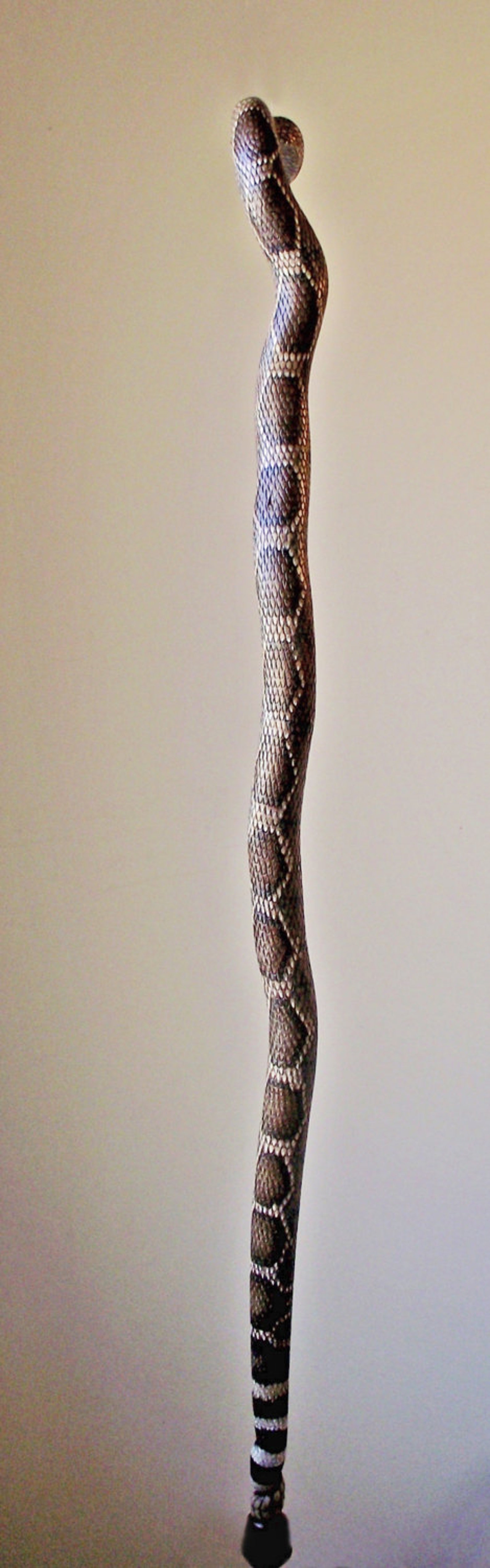 Wood Carved Rattlesnake Walking Cane Etsy