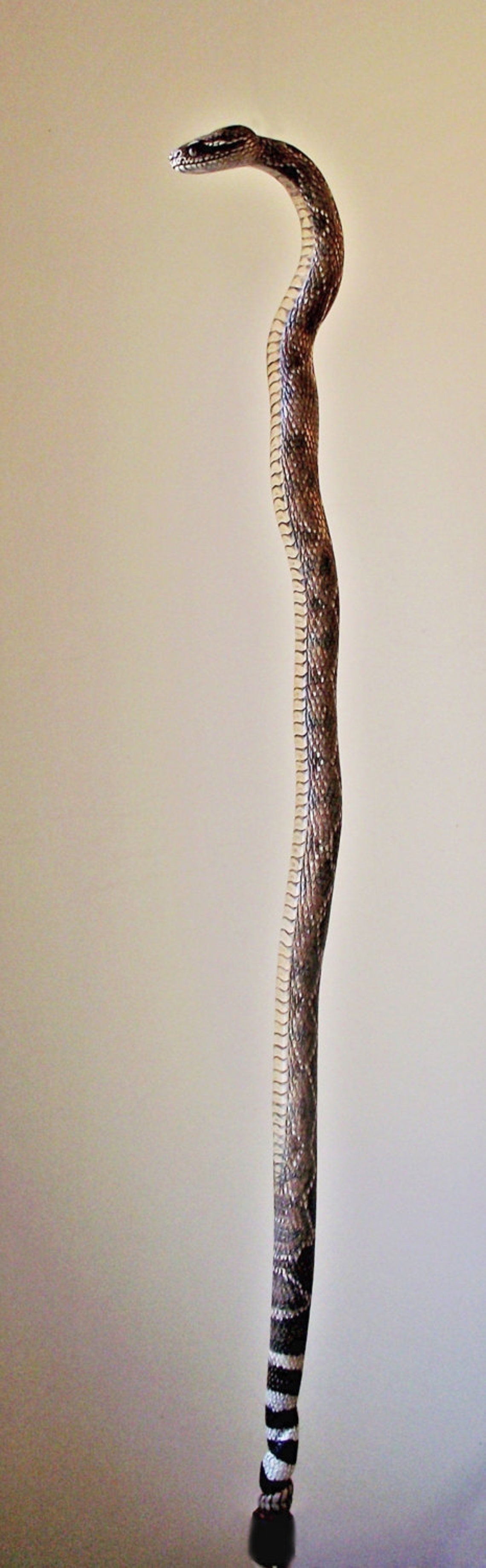 Wood Carved Rattlesnake Walking Cane Etsy